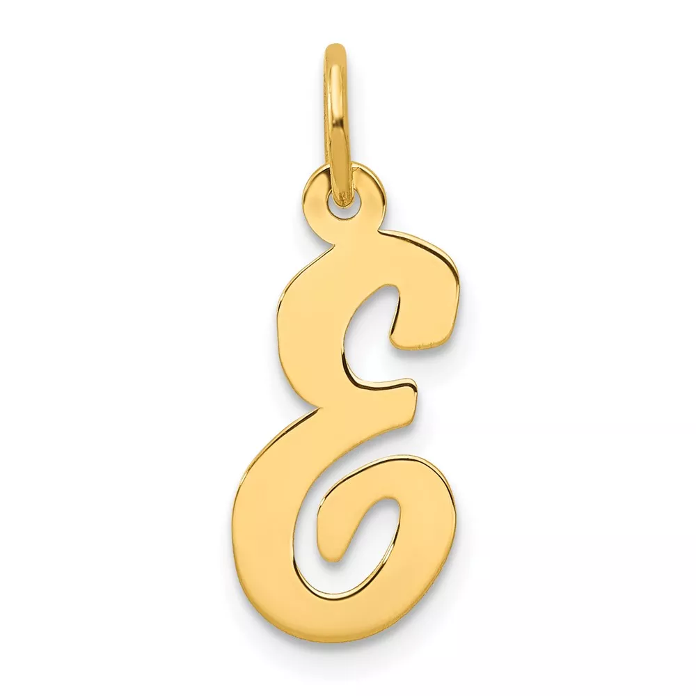 10K Medium Script Letter E Initial Charm