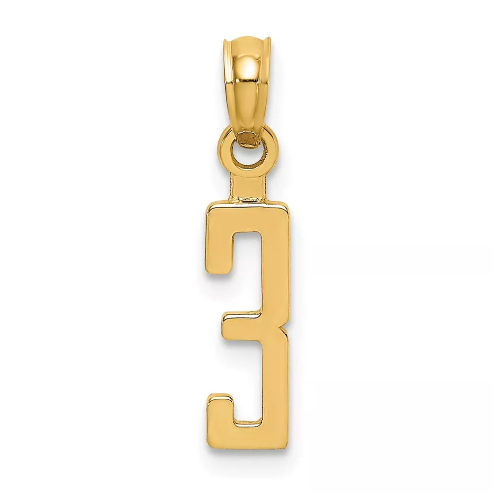 10K Number 3 Block Charm