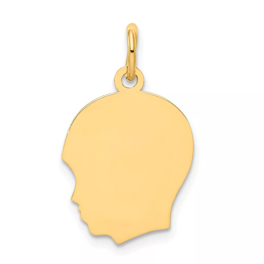 10K Plain Medium .013 Gauge Facing Left Engravable Boy Head Charm