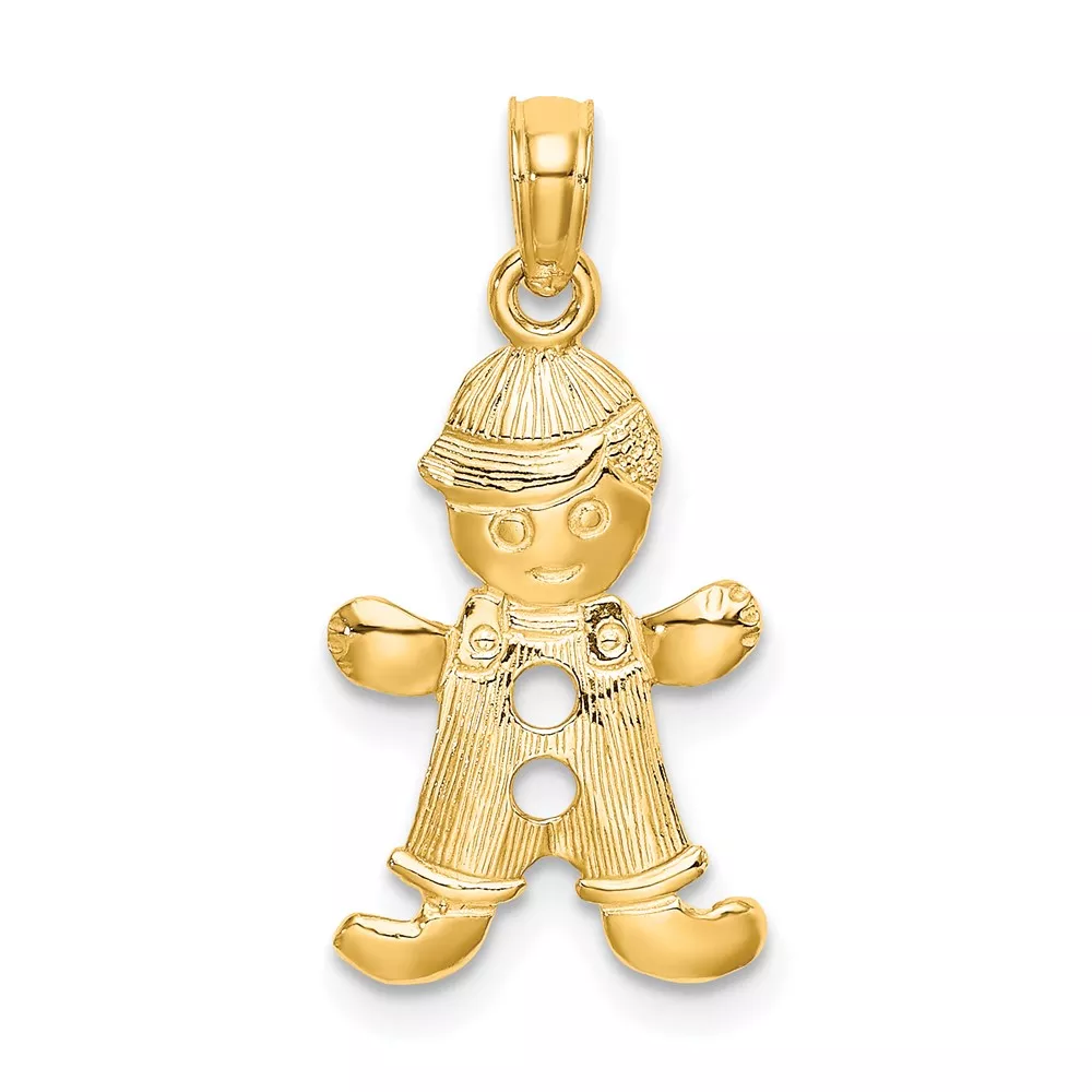 10k Playful Boy w/Cut Out Buttons Charm