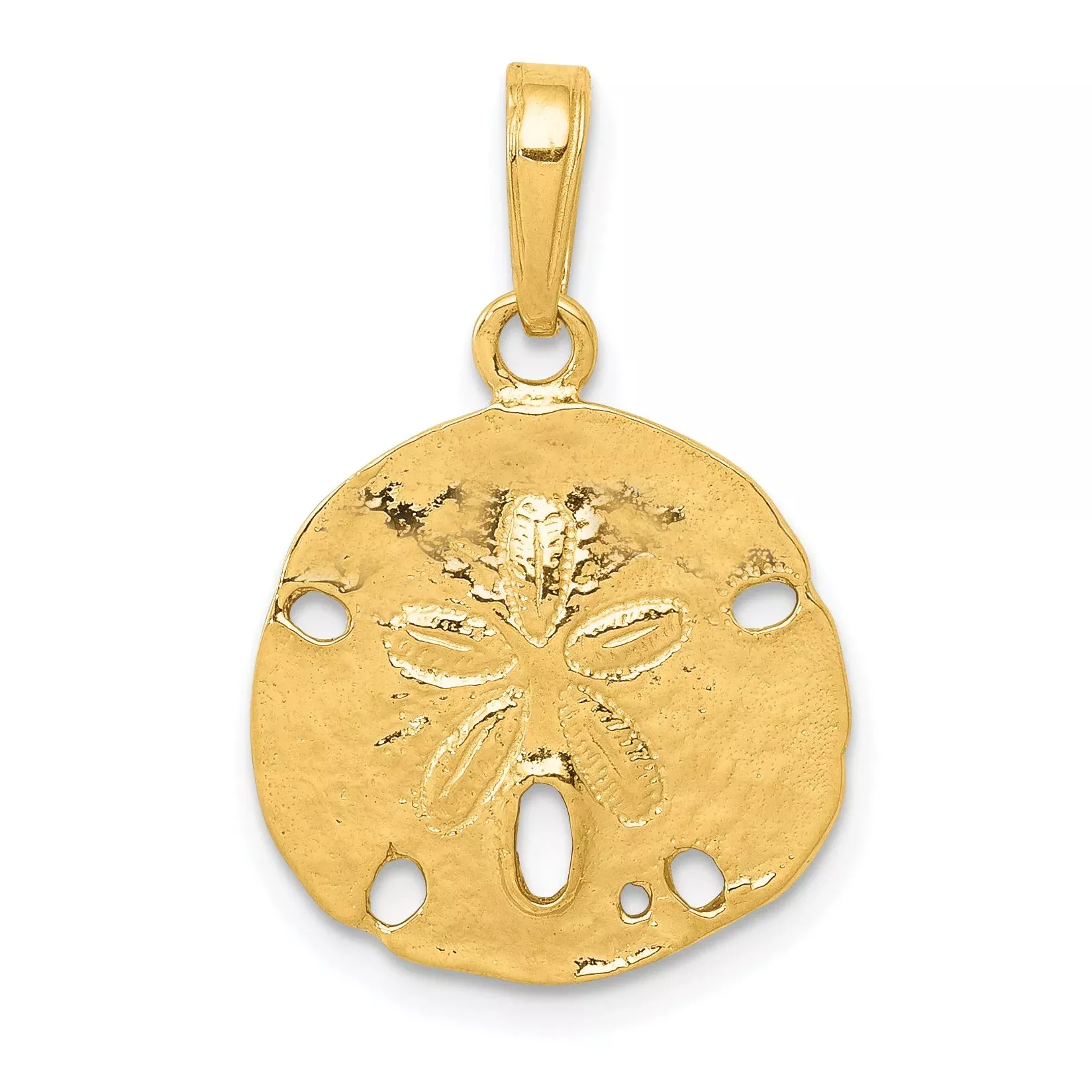 10K Polished Sand Dollar Pendant