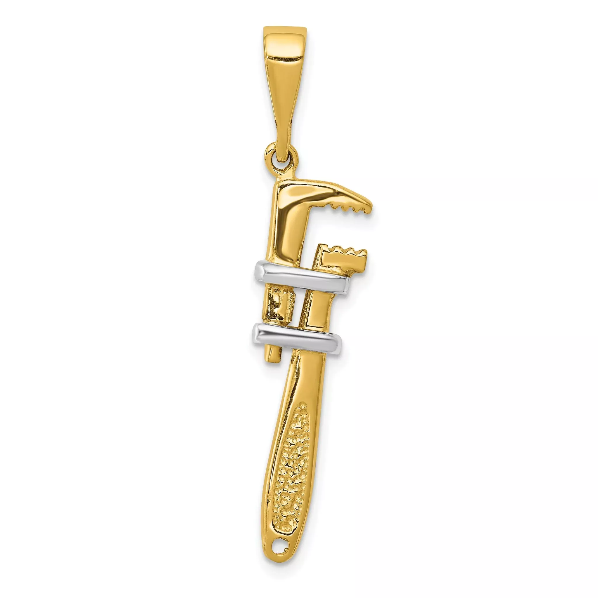 10k & Rhodium 3-D Pipe Wrench Charm