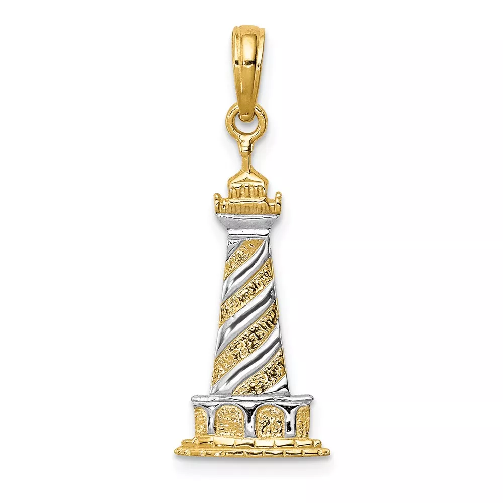 10K and Rhodium Cape Hatteras Lighthouse Pendant
