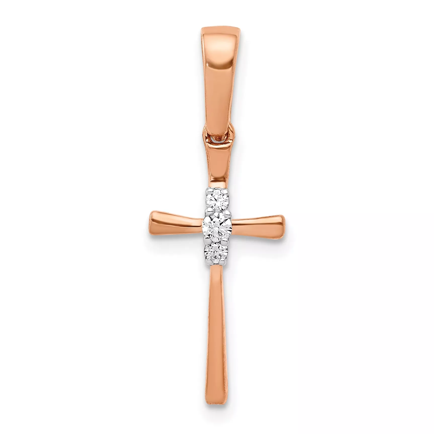 10k Rose Gold .03ct. Diamond Cross Pendant