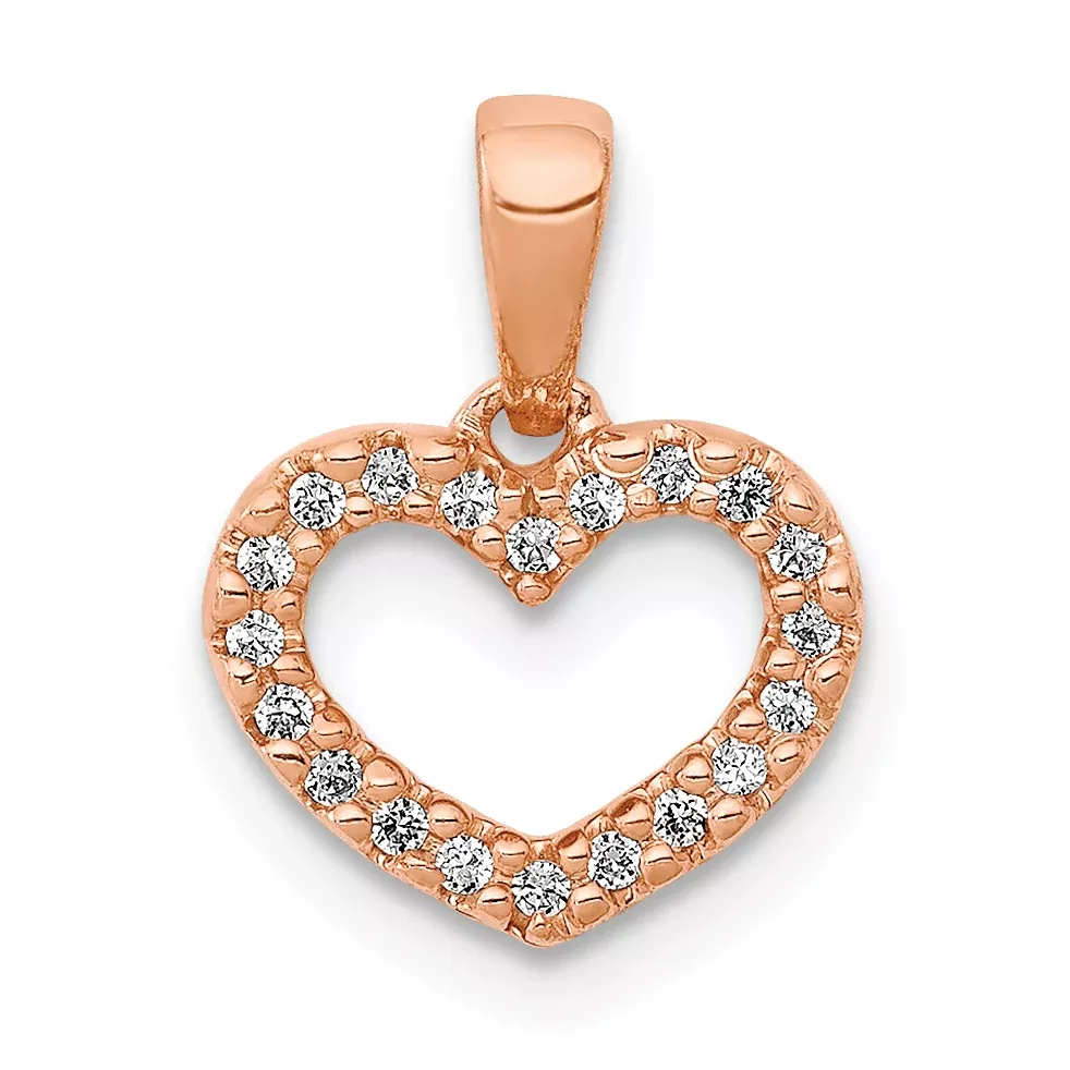 10K Rose Gold .03ct. Diamond Heart Pendant