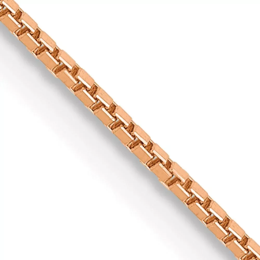 10K Rose Gold 24" Box Chain Necklace - Polished Finish, 0.9mm Width by Oro Pregiato