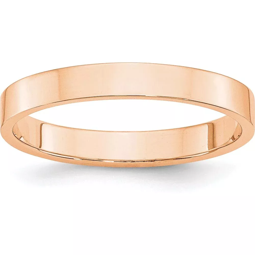 10K Rose Gold 3mm Lightweight Flat Wedding Band - Size 4.5 by Luciano & Cie