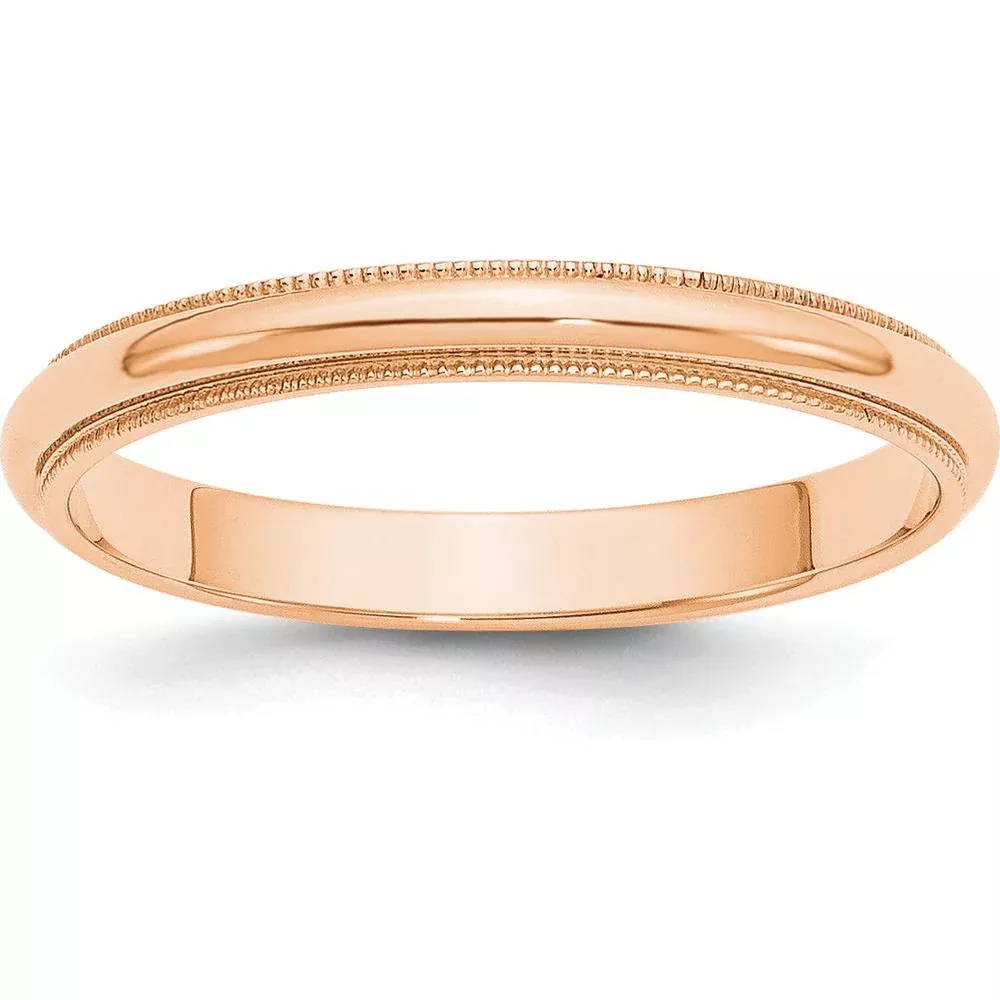 10K Rose Gold 3mm Milgrain Half Round Wedding Band Size 9.5 - Adjustable, Engravable by Luciano & Cie