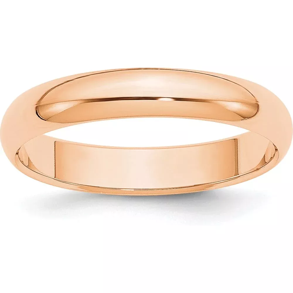 10K Rose Gold 4mm Half Round Wedding Band - Size 9 by Luciano & Cie