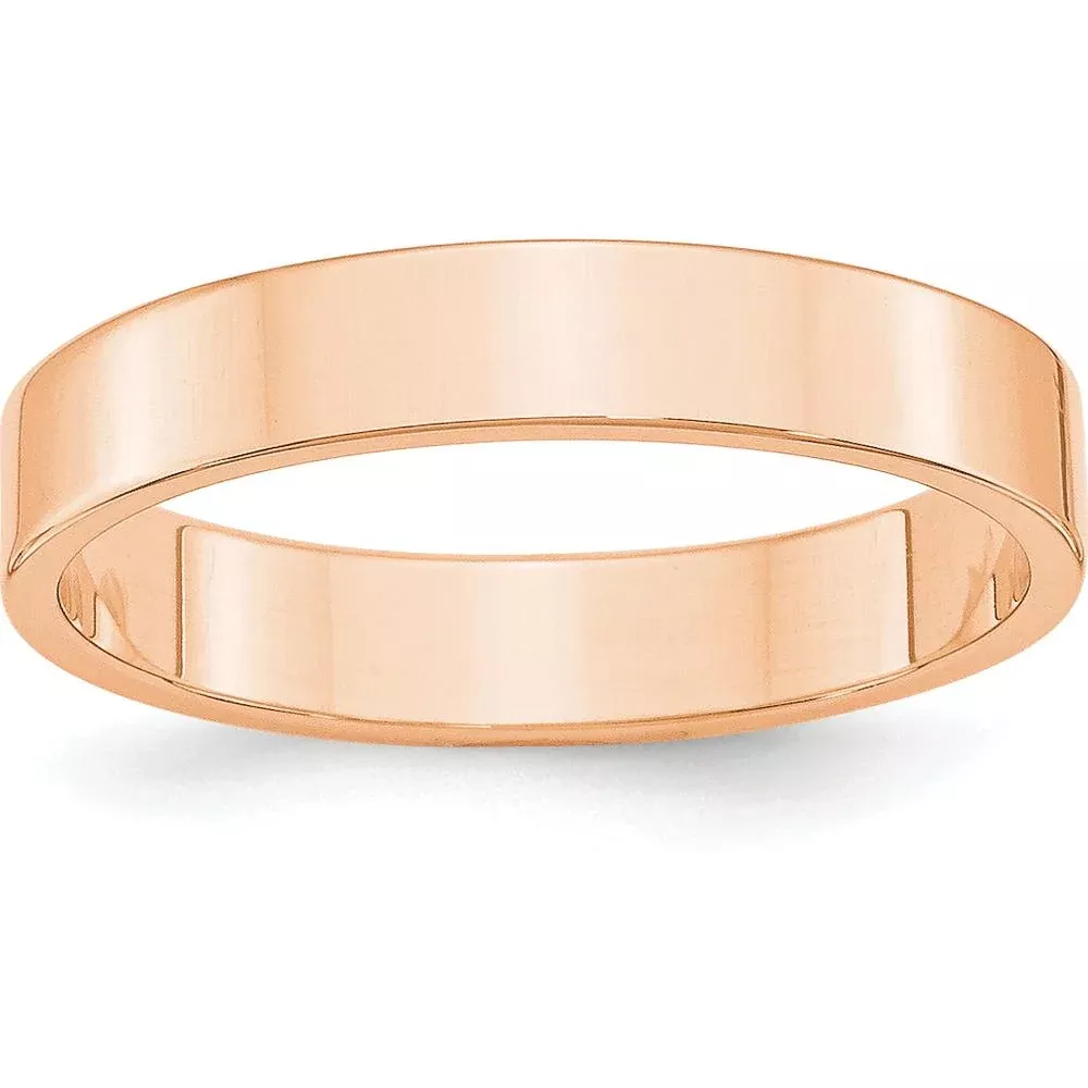 10K Rose Gold 4mm Lightweight Flat Wedding Band Size 13 - Polished Finish, Engravable, Solid Gold by Luciano & Cie