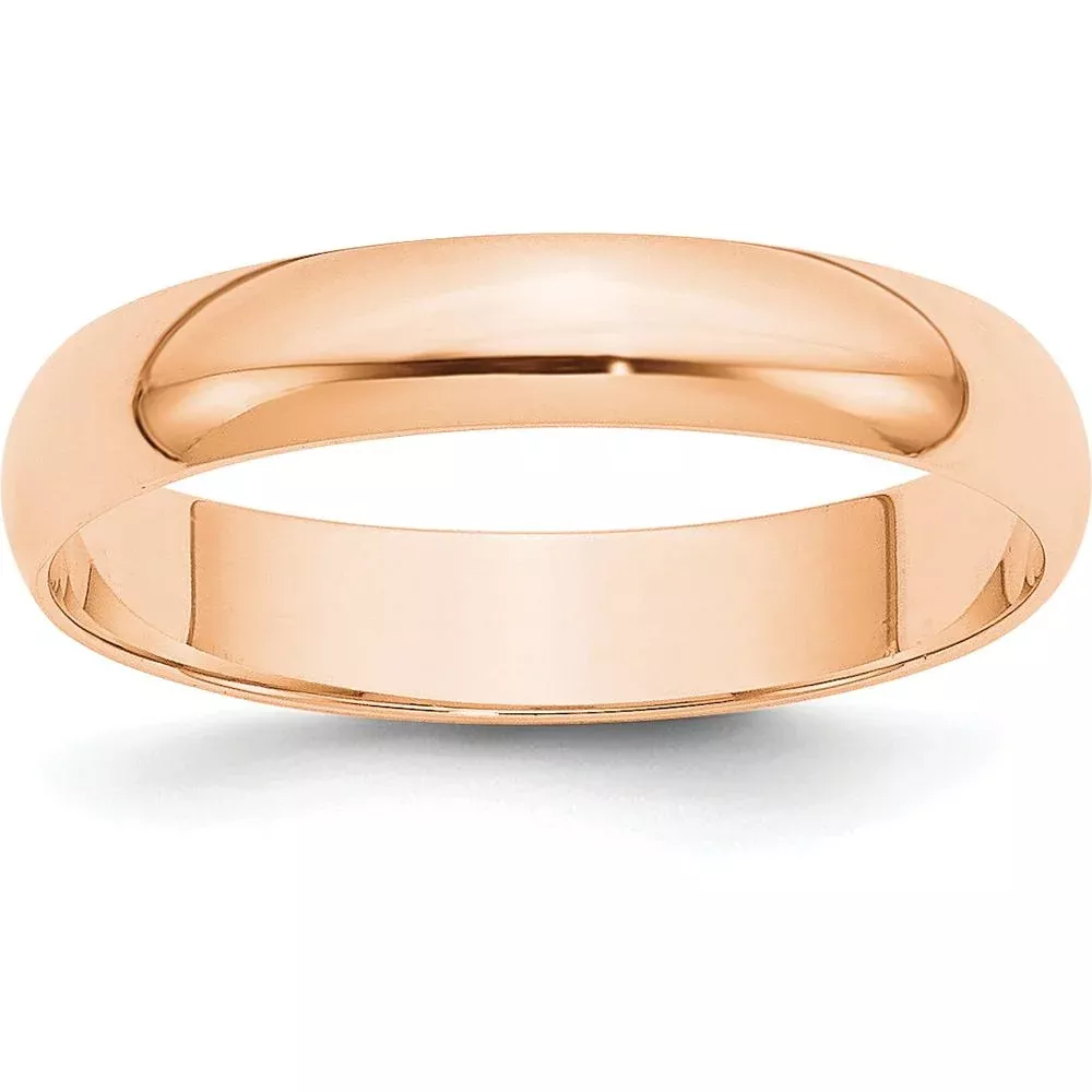 10K Rose Gold 4mm Lightweight Half Round Wedding Band - Engravable, Size 6.5 by Luciano & Cie
