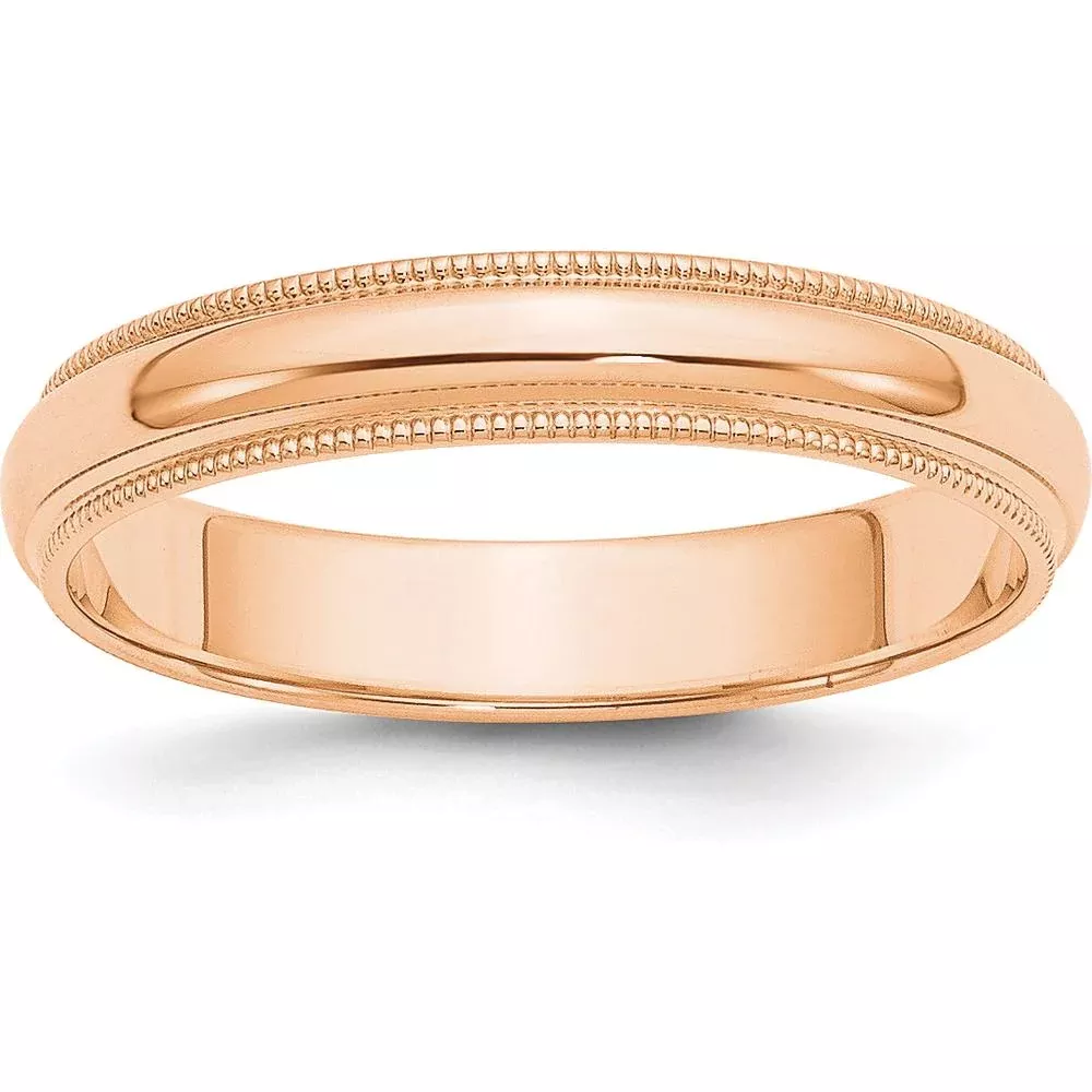 10K Rose Gold 4mm Milgrain Wedding Band - Size 5 by Luciano & Cie