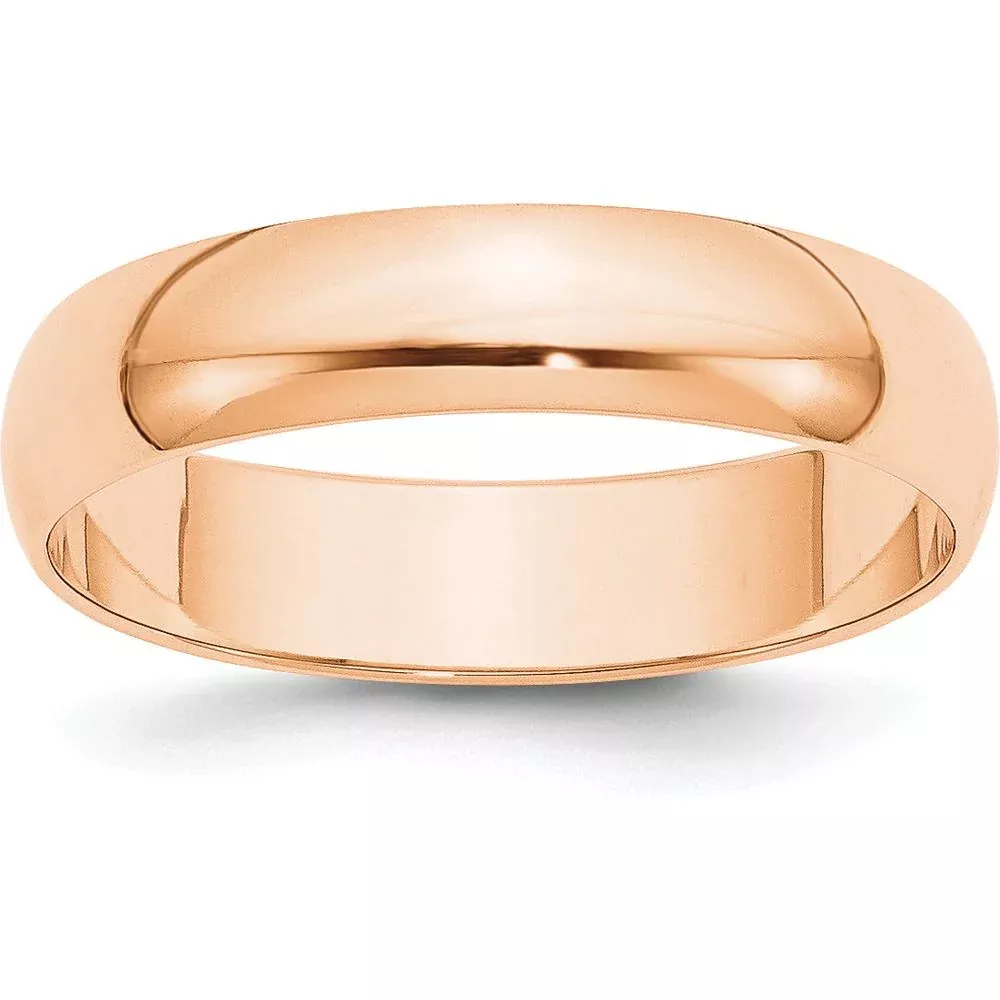 10K Rose Gold 5mm Lightweight Half Round Wedding Band - Size 12 by Luciano & Cie