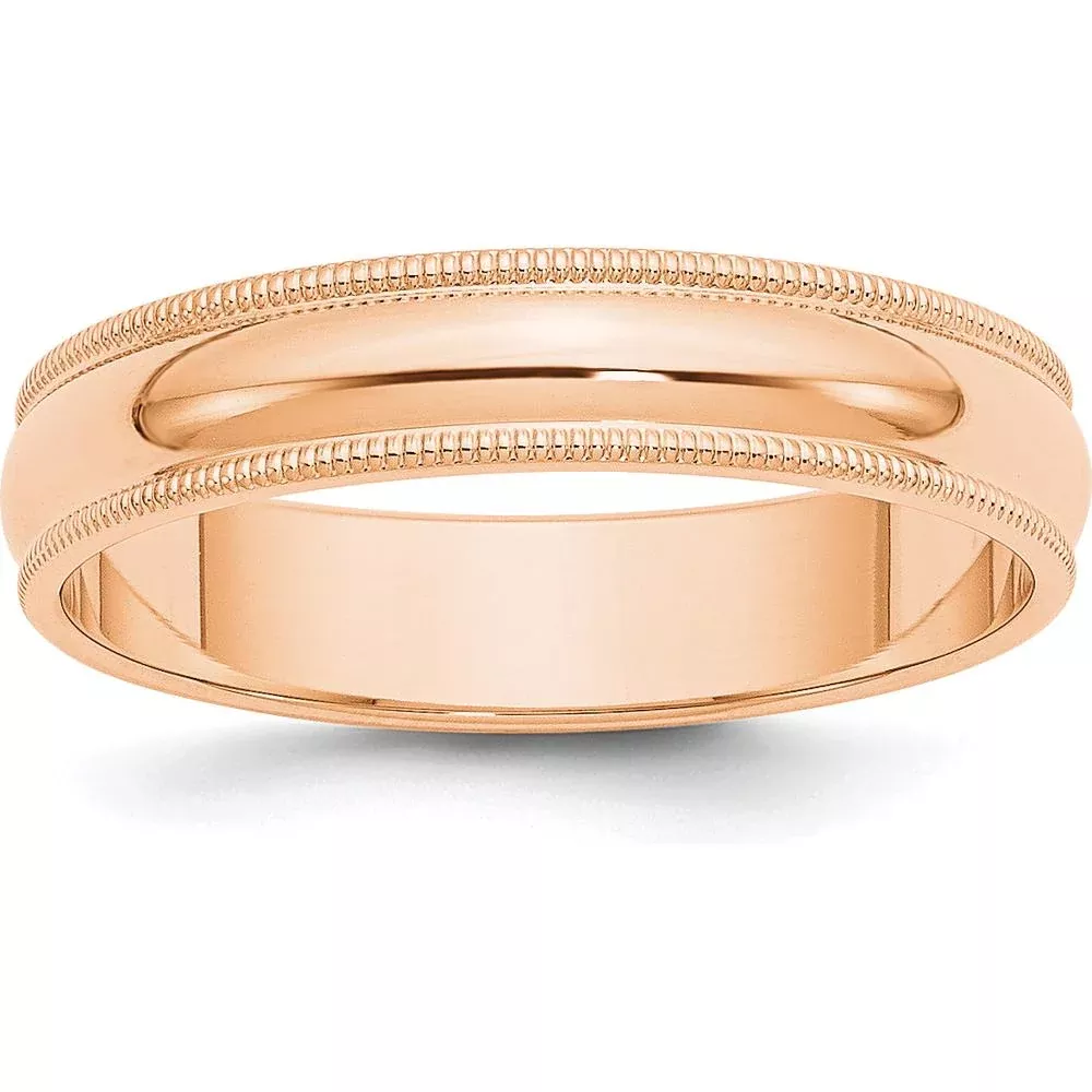 10K Rose Gold 5mm Milgrain Half Round Wedding Band - Size 6 by Luciano & Cie
