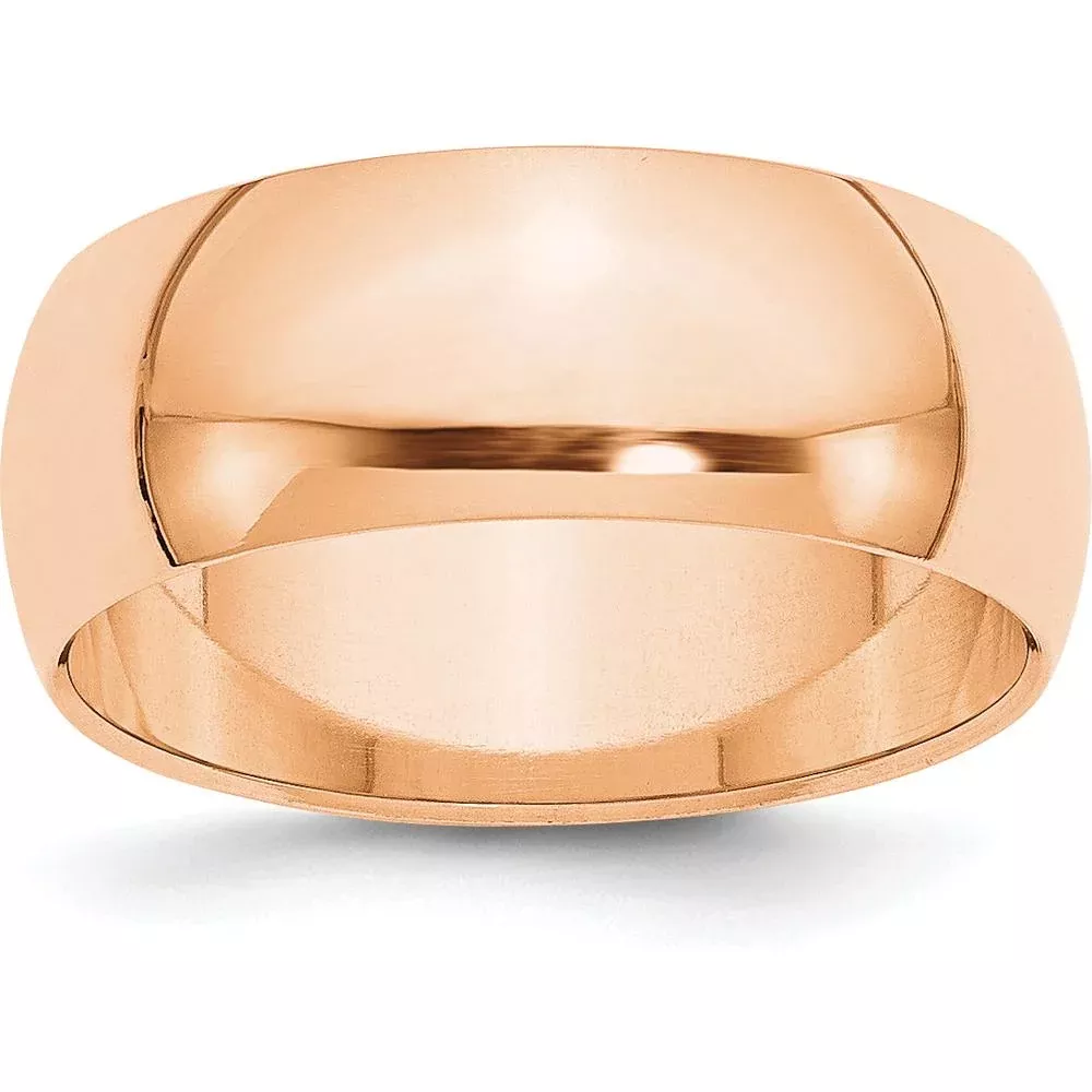 10K Rose Gold 8mm Half Round Wedding Band - Size 12 by Luciano & Cie