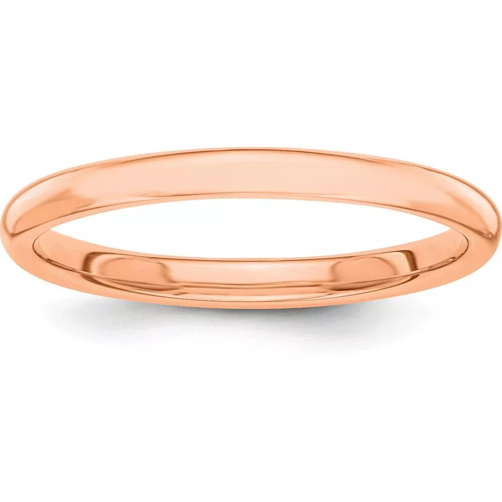 10K Rose Gold Polished 2mm Stackable Band Ring for Women - Size 6.5 by Luciano & Cie
