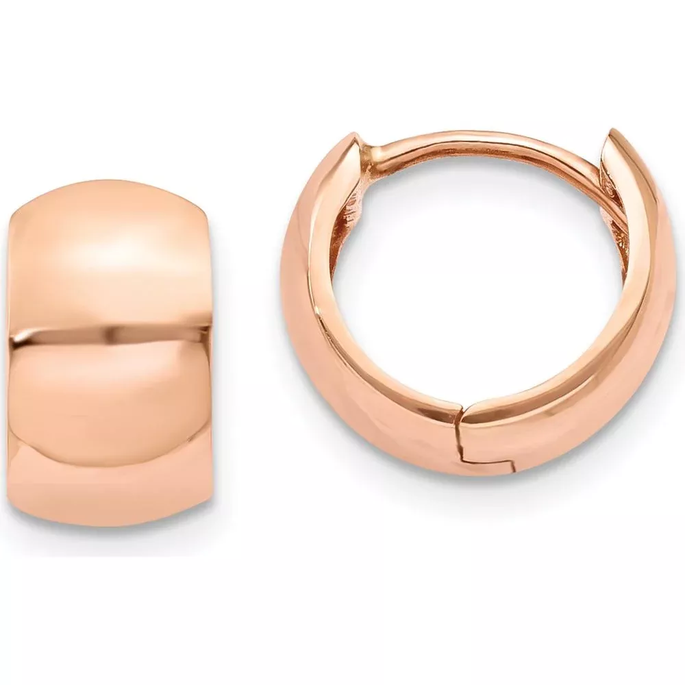 10K Rose Gold Polished Round Hinged Hoop Earrings - Elegant Design for Women by Oro Pregiato