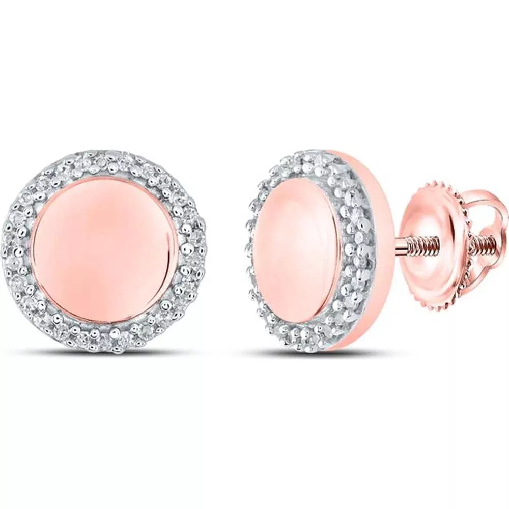 10K Rose Gold Round Diamond Circle Earrings - 1/10 Carat Total Diamond Weight