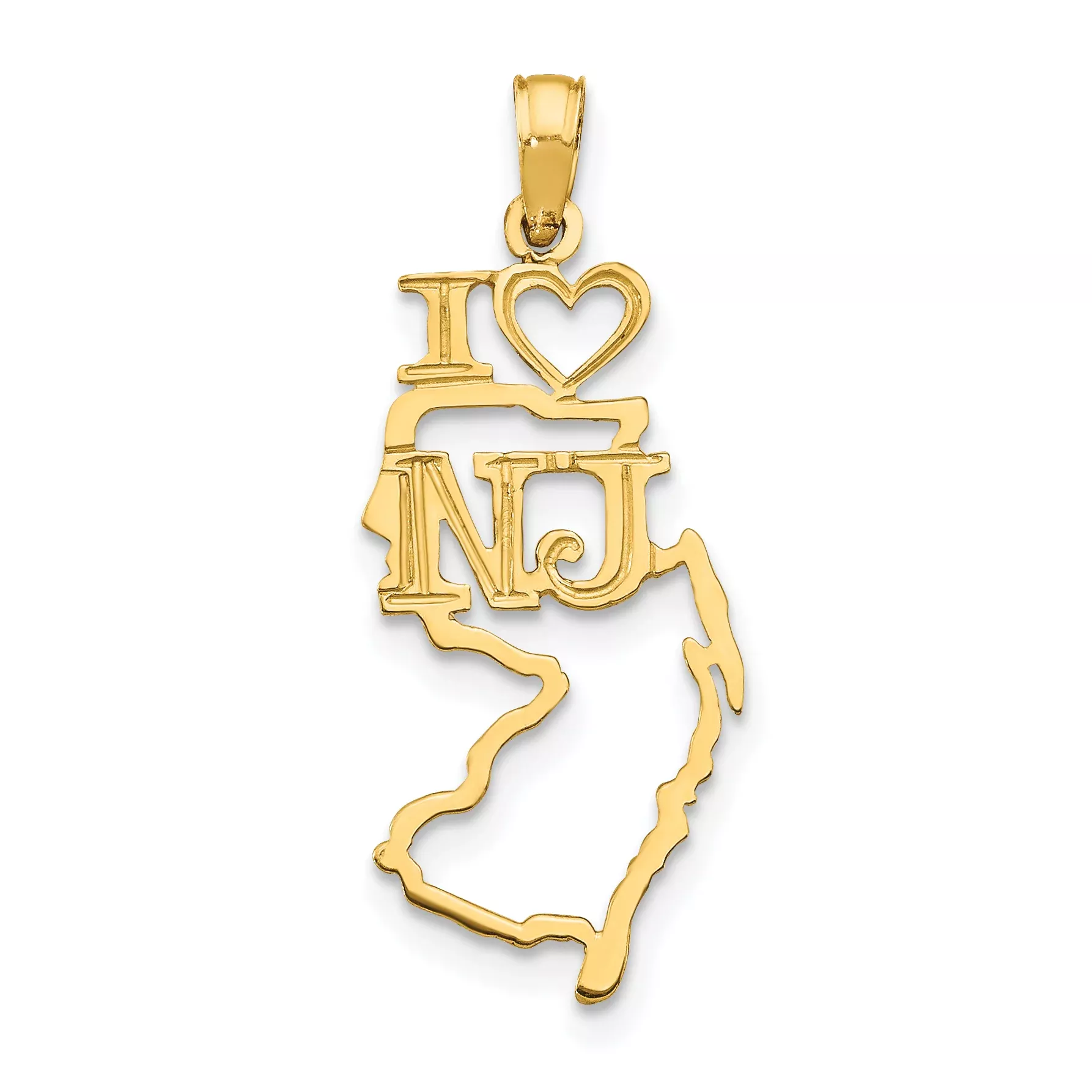 10K Solid New Jersey State Pendant