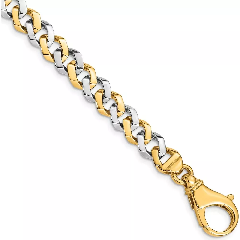 10K Two-Tone Gold 9" Fancy Link Hand-polished Bracelet by Oro Pregiato