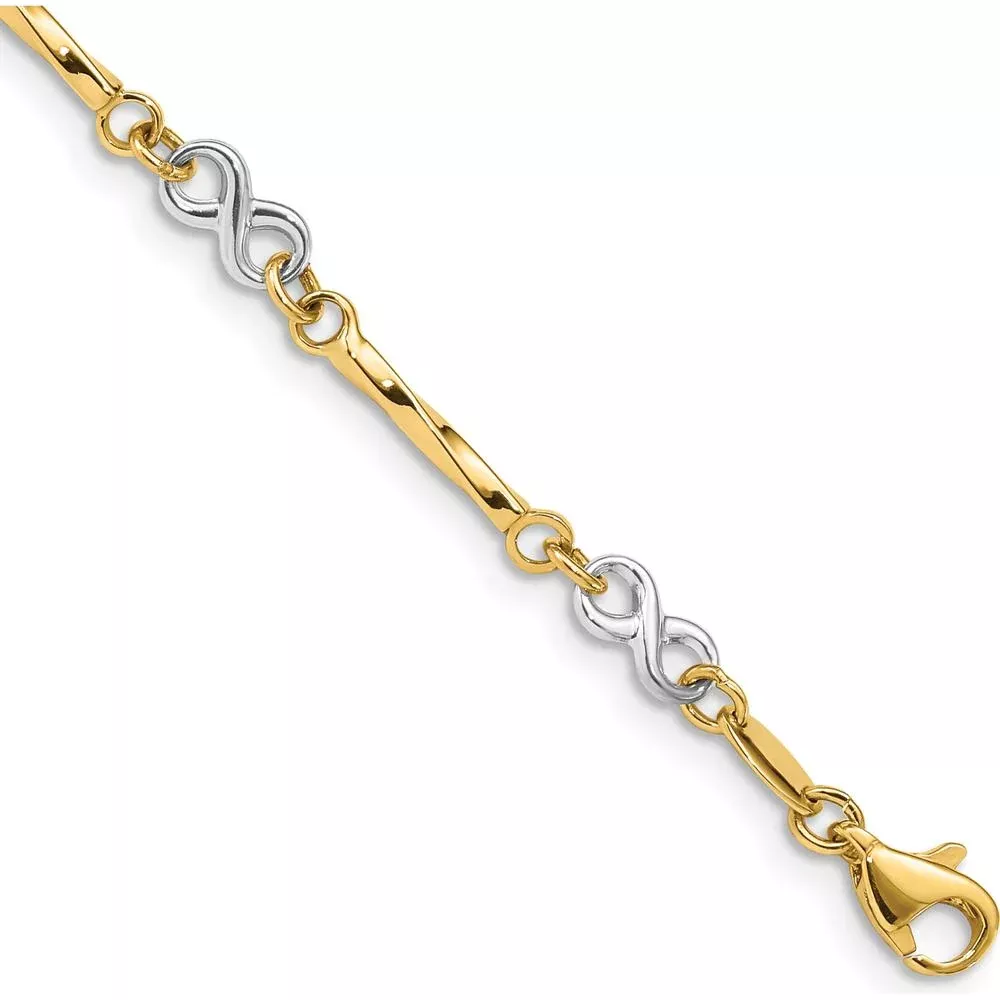 10K Two-Tone Gold Fancy Link Bracelet - 7.5in Length, Polished Finish by Oro Pregiato