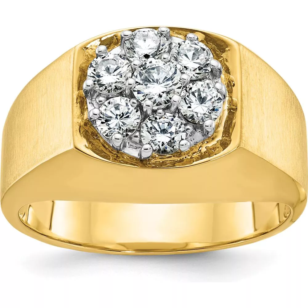 10K Two-Tone Gold Men's Diamond Cluster Ring with 1 Carat Total Diamond Weight by IBGoodman