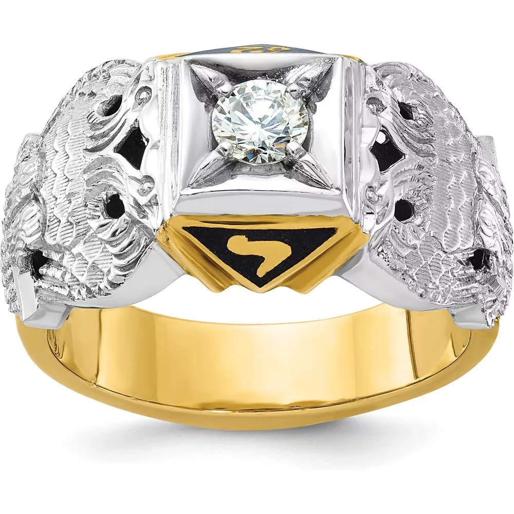 10K Two-Tone Gold Men's Scottish Rite Masonic Ring with Textured and Polished Finish by IBGoodman