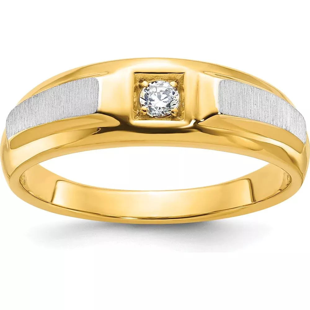 10K Two-Tone Men's Diamond Ring with Polished and Satin Finish - 0.25 Carats Total Diamond Weight by IBGoodman