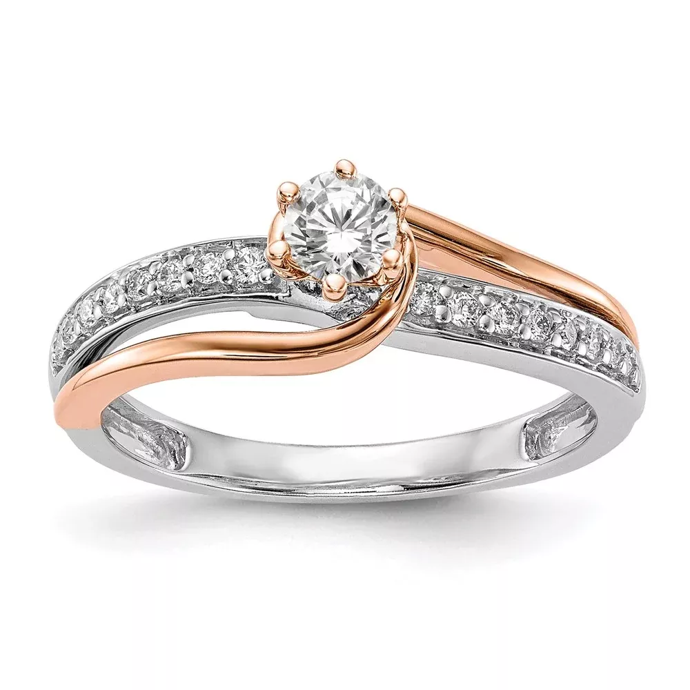 10k Two-Tone Rose and White Gold 3 /8 Ct. Lab Grown Diamond VS /SI By-Pass Engagement Ring