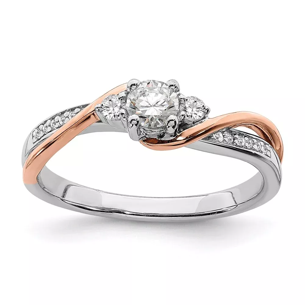 10k Two-tone Two Tone Rose and White Gold 3 /8 Ct. Lab Grown Diamond VS /SI+ G+ Round Bypass Engagement Ring