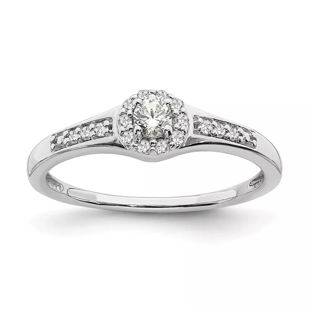 10k White Gold 1 /5 Ct. Lab Grown Diamond VS /SI+ G+ Cluster Engagement Ring