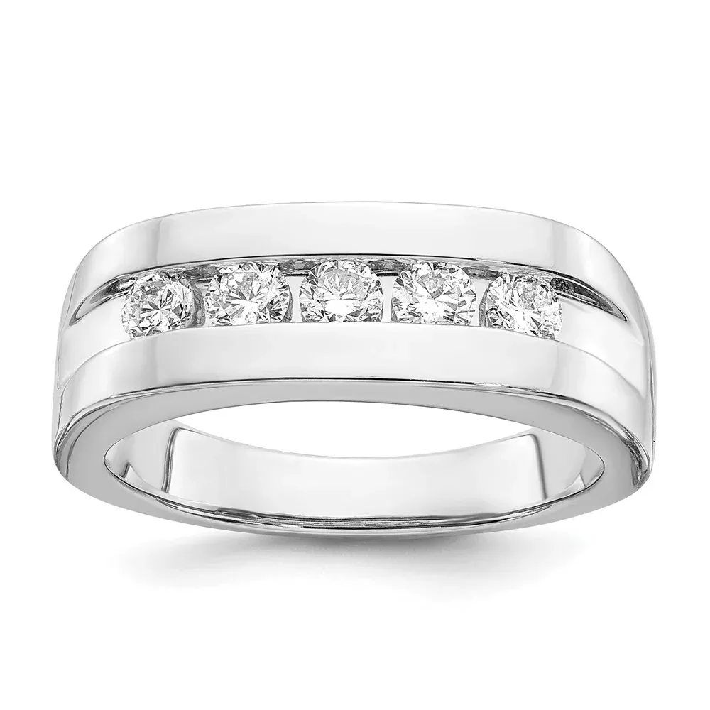 10k White Gold 3 /4 Ct. Lab Grown Diamond VS /SI+ G+ Men's Band Ring
