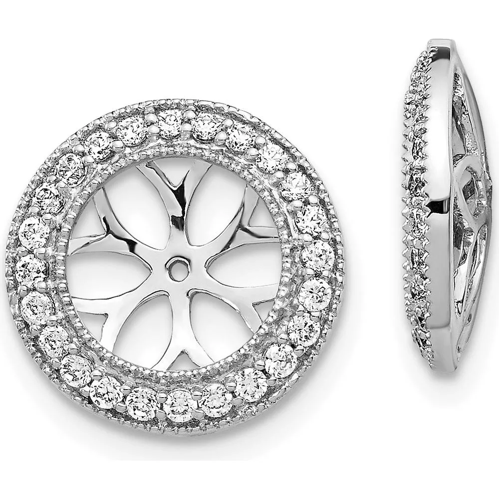 10K White Gold 3/8 Carats Diamond Cluster Earring Jackets - Rhodium Plated by Oro Pregiato