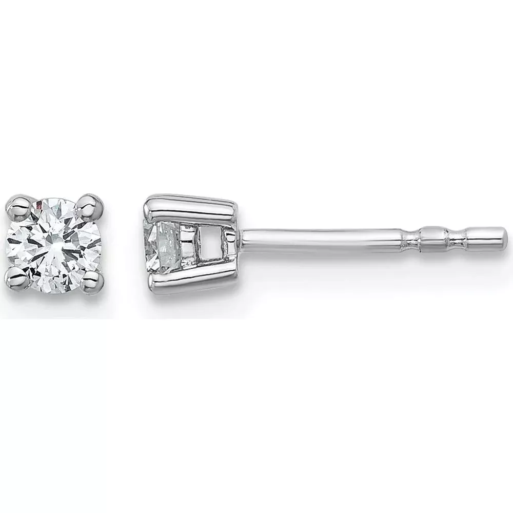 10K White Gold 4-Prong Round Diamond Stud Earrings - 0.25 Carats Total Diamond Weight by Oro Pregiato