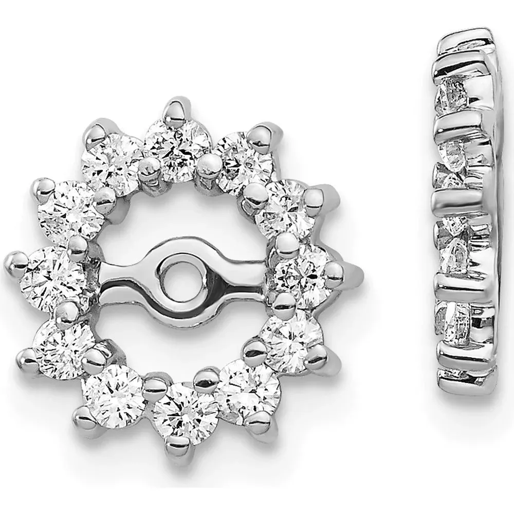 10K White Gold AA Diamond Earring Jackets with Cluster of Round Diamonds - 0.40 Carats Total Diamond Weight by Oro Pregiato