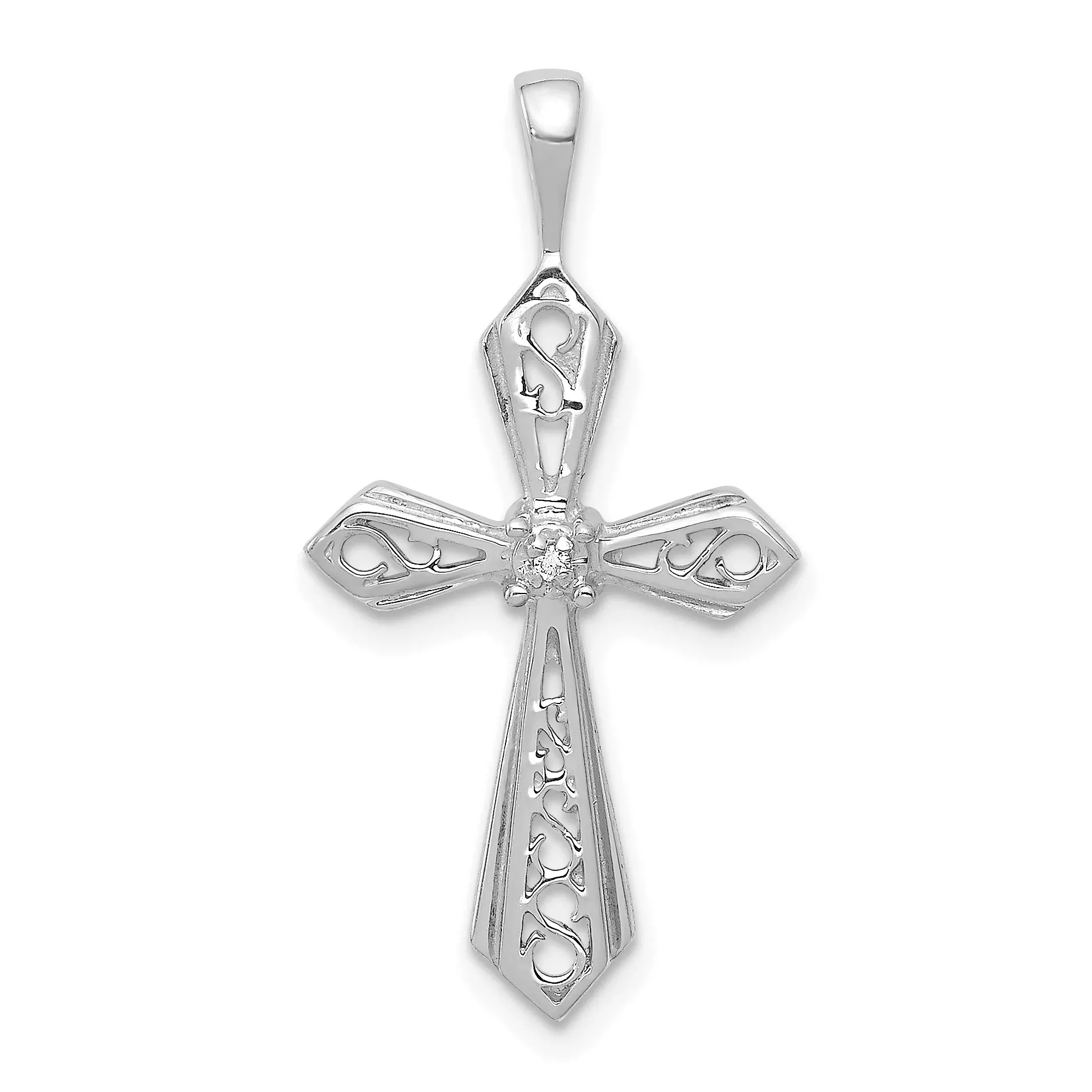 10K White Gold AA Diamond Passion Cross Pendant