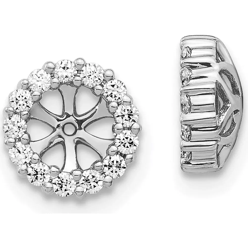 10K White Gold Diamond Earring Jackets with Round Diamond Cluster - 1.00 Carats Total Diamond Weight by Oro Pregiato