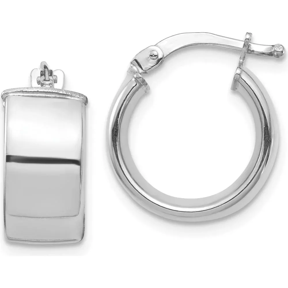 10K White Gold High Polished 31mm Hoop Earrings - Rhodium Plated by Oro Pregiato