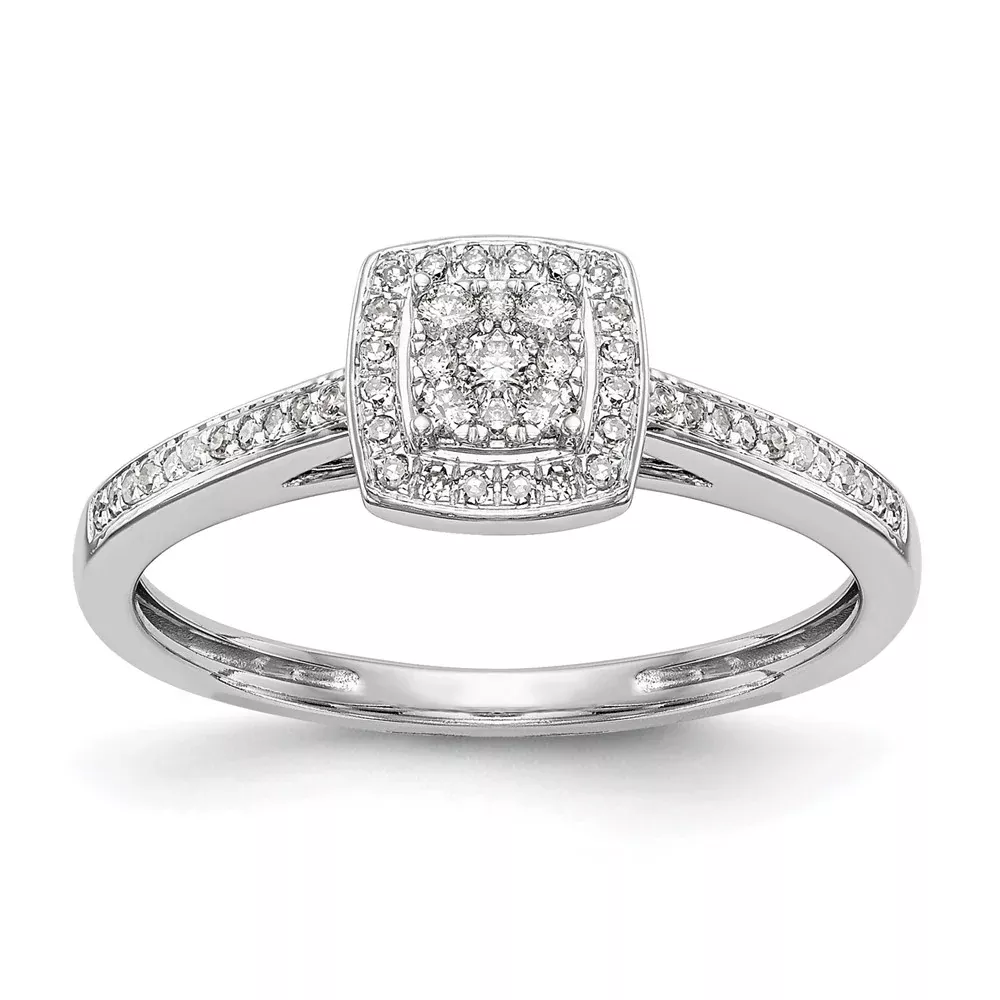 10K White Gold Lab Grown VS /SI+ G+ Diamond Cluster Engagement Ring