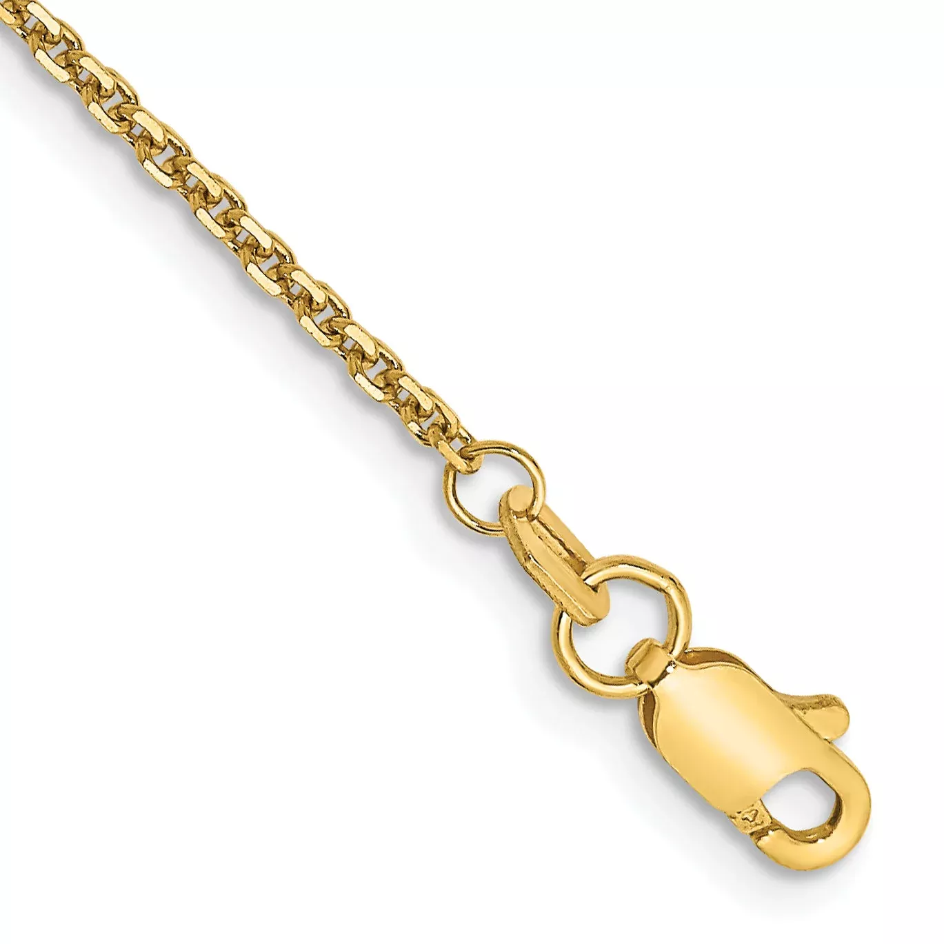 10K Yellow Gold 1.45mm D /C Cable Chain Anklet