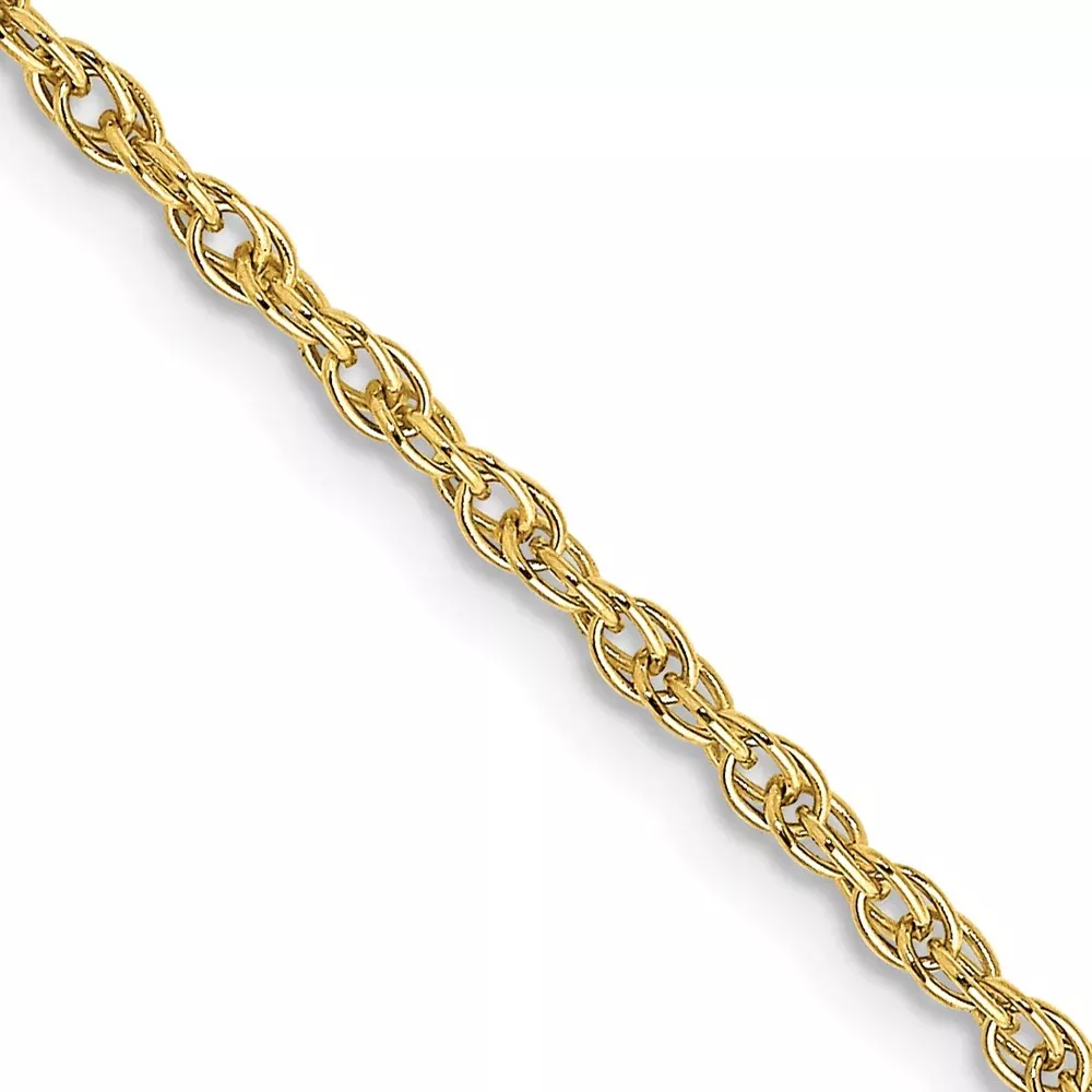 10K Yellow Gold 1.55mm Carded Cable Rope Chain Necklace