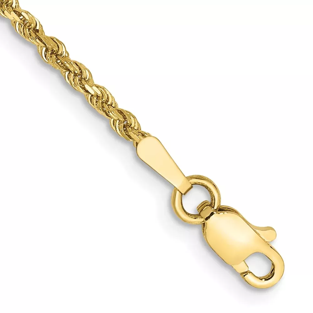 10K Yellow Gold 1.75mm Diamond-Cut Rope Chain Anklet