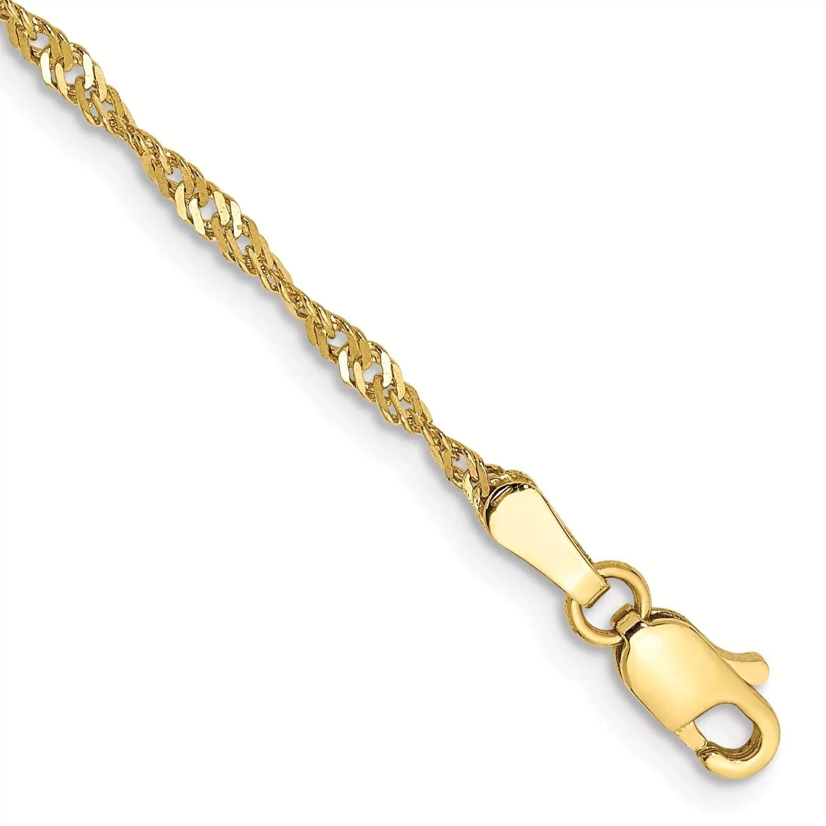 10K Yellow Gold 1.7mm Singapore Chain Anklet