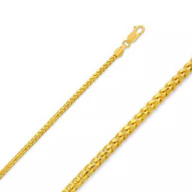 10K Yellow Gold 2.0mm Diamond Cut Franco Chain 16 Inches