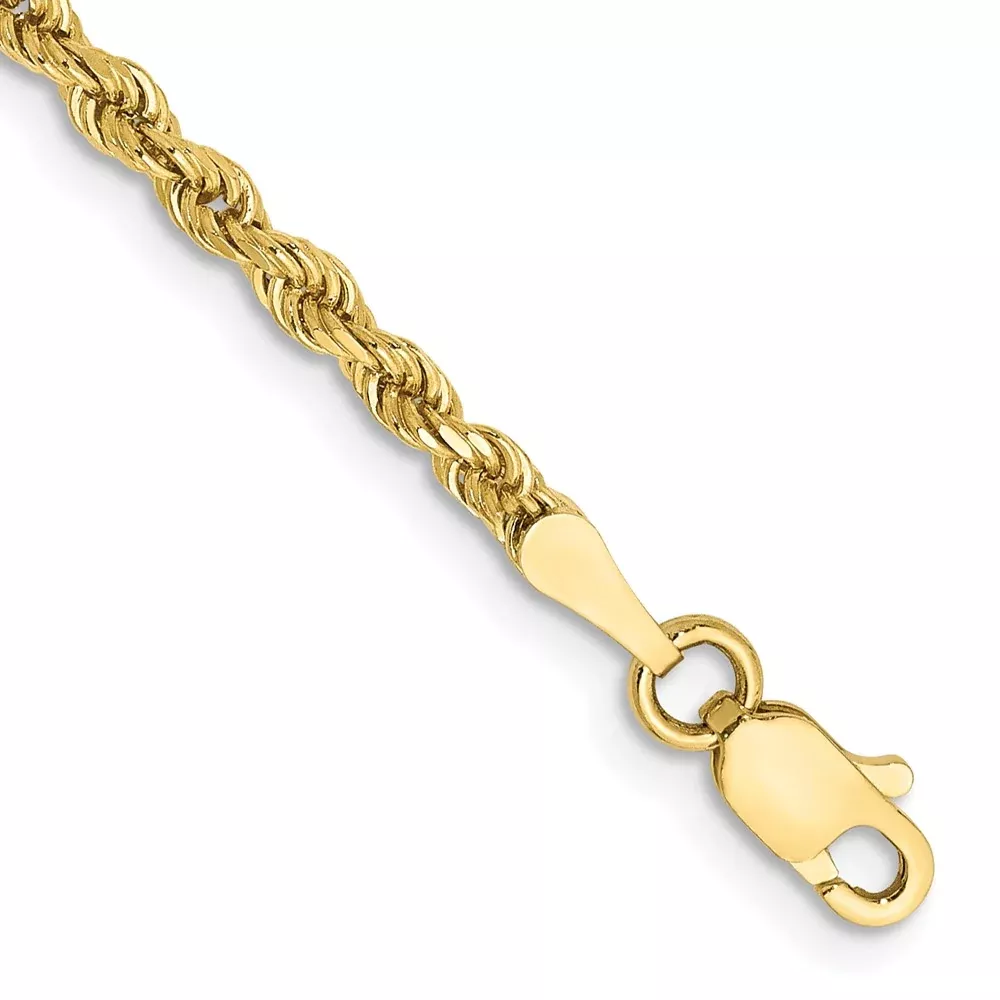 10K Yellow Gold 2.25mm Diamond-Cut Rope Chain Anklet