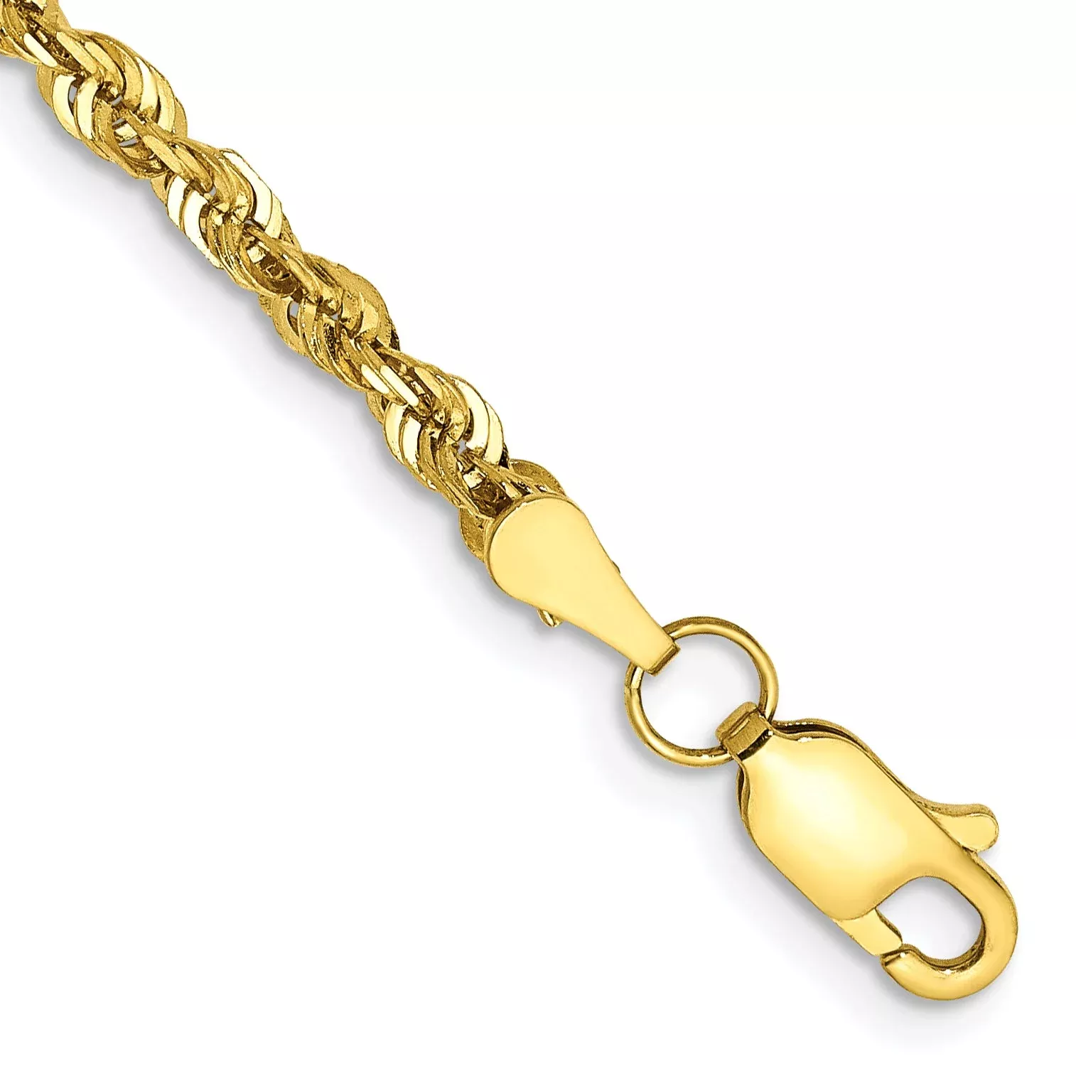 10k Yellow Gold 2.75mm Extra-Light D /C Rope Chain Bracelet