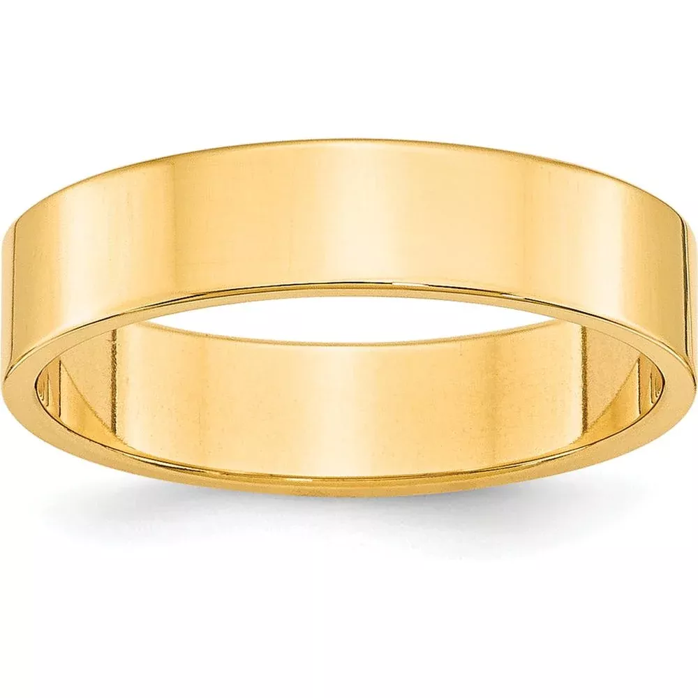 10K Yellow Gold 5mm Flat Wedding Band - Lightweight, Size 10.5 by Luciano & Cie