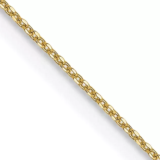 10K Yellow Gold .6mm D /C Round Open Link Cable Chain Necklace