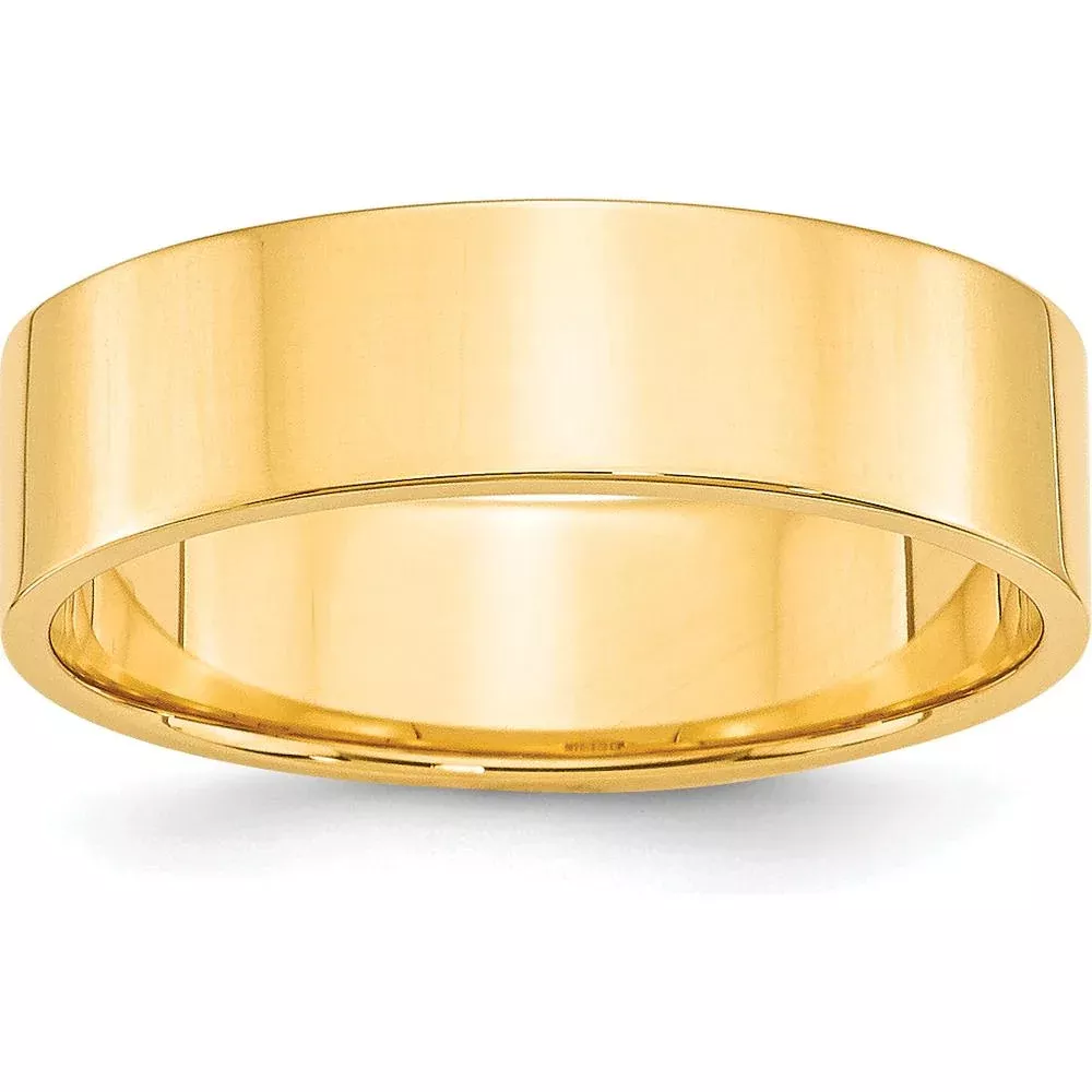 10K Yellow Gold 6mm Lightweight Flat Wedding Band - Size 9 by Luciano & Cie