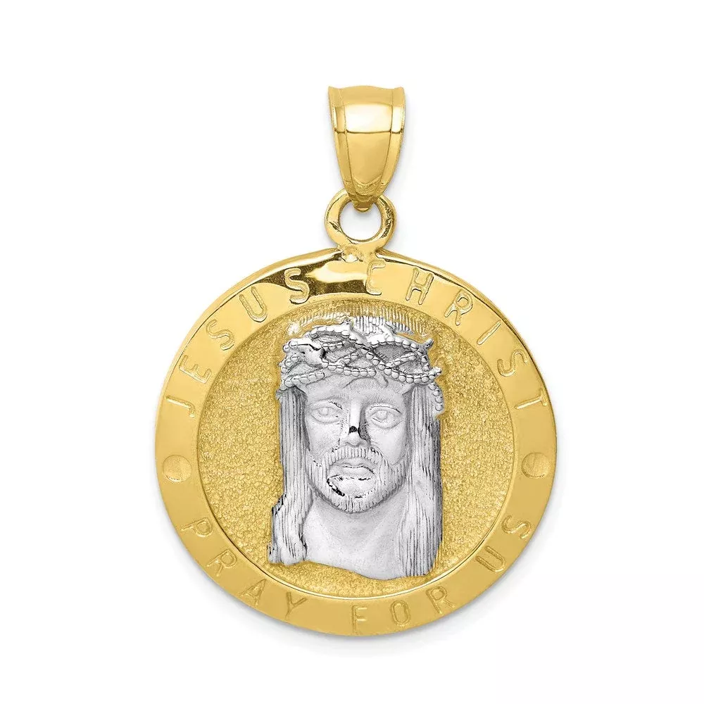 10k Yellow Gold w /Rhodium Reversible Jesus /Last Supper Medal